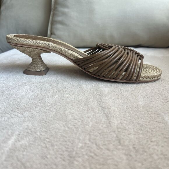 Paloma Barcelo Brown Leather Knot Straps Jute Heel Sandal Women EU 37 US 6.5 - Picture 3 of 16